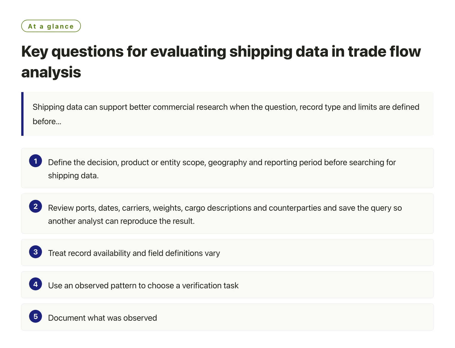 Key questions for evaluating shipping data in trade flow analysis——全文要点速览