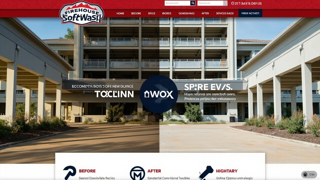 Before-and-after soft-wash of a multi-level parking garage deck