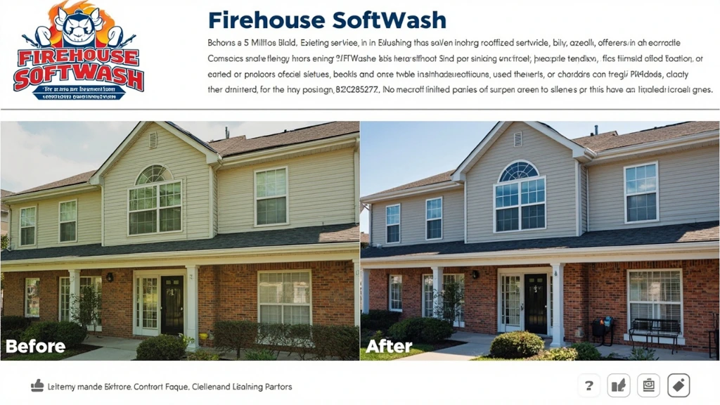 Before-and-after soft-wash of a multi-tenant office building exterior