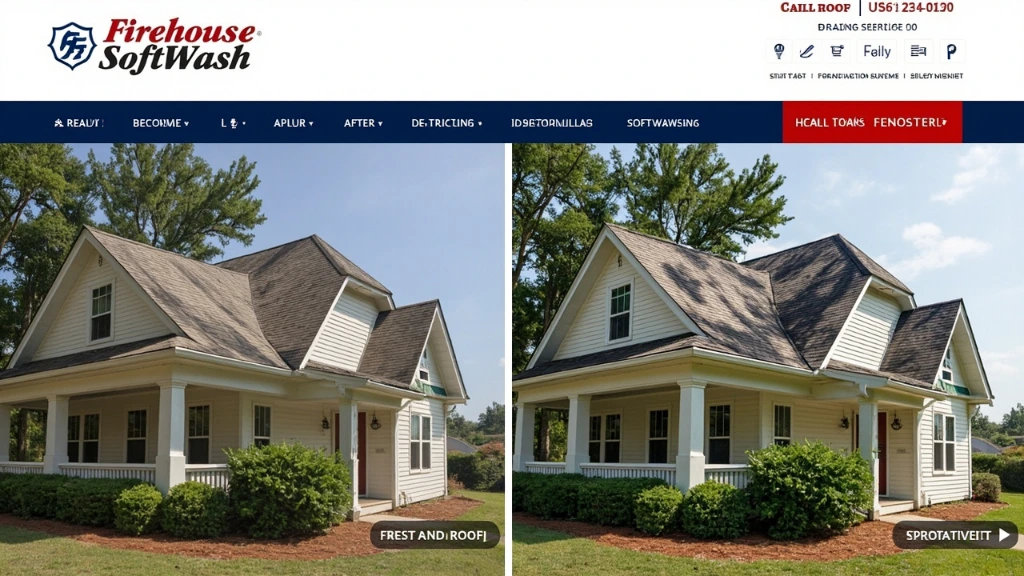 Before and after roof soft-wash on a Greenville craftsman bungalow